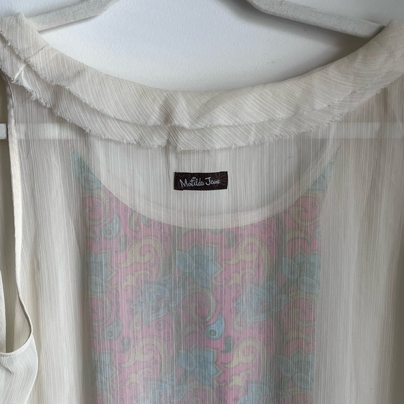 Matilda Jane Palisades Sheer Flowy Cream Sleeveless Tank Top Size XL Boho Artsy - Picture 7 of 9
